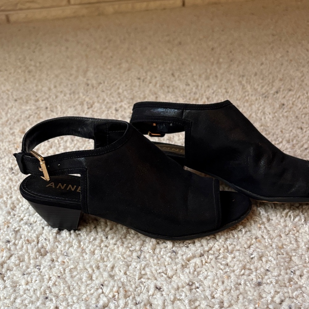 Anne Klein Black Open-Toe Heels